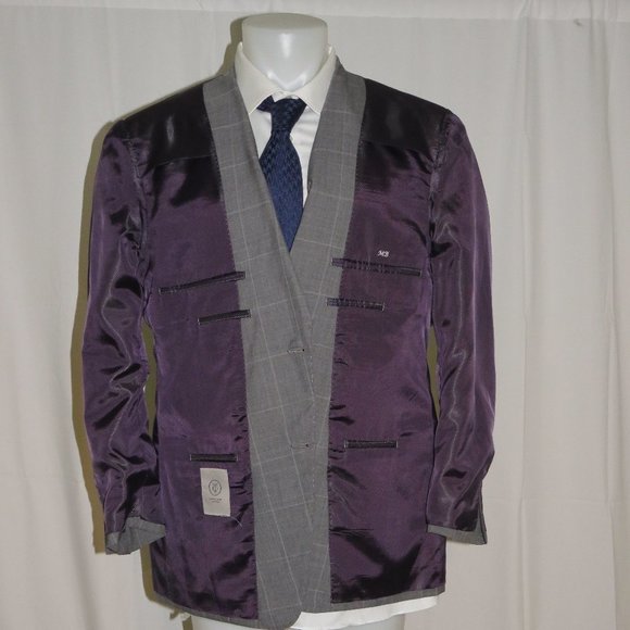 Trunk Club Custom Gray Windowpane Plaid Flat Front Two Button Suit 44R - Picture 12 of 15